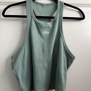 ALO Yoga Ribbed Racerback Tank Top in Sage Green